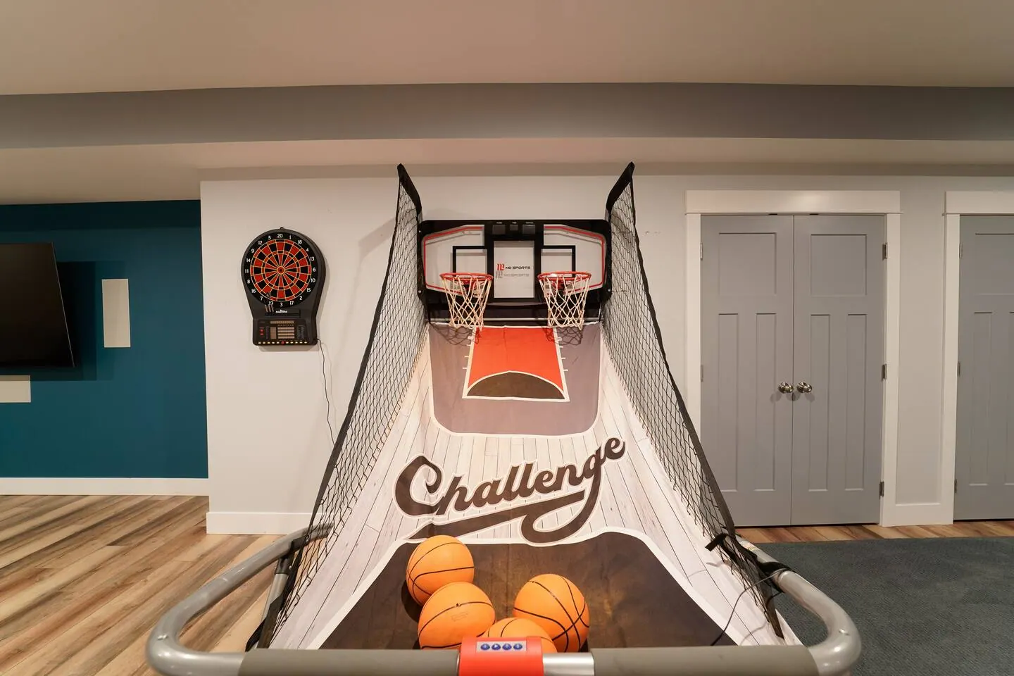Close view of the Champion shuffleboard table